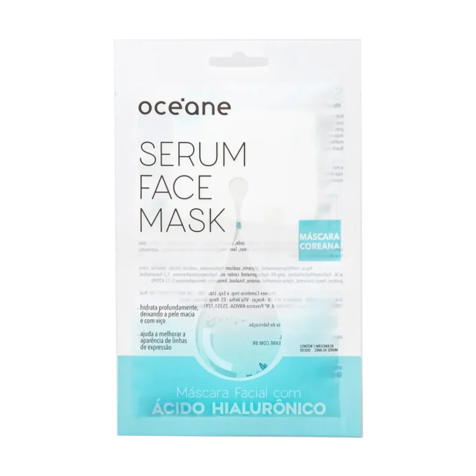 Oceane Máscara Facial com Ácido Hialurônico - Mascara coreana 20ml