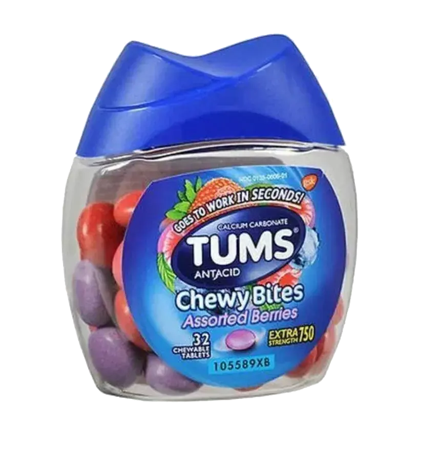 Pastilhas Antiácidas Mastigáveis para azia Tums - 32 tablets